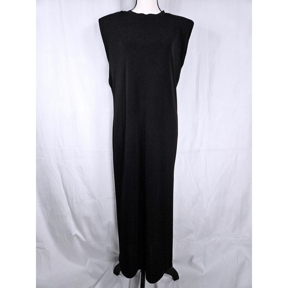 Studio Badgley Mischka Large Black Sleeveless Column Maxi Side Slit Dress